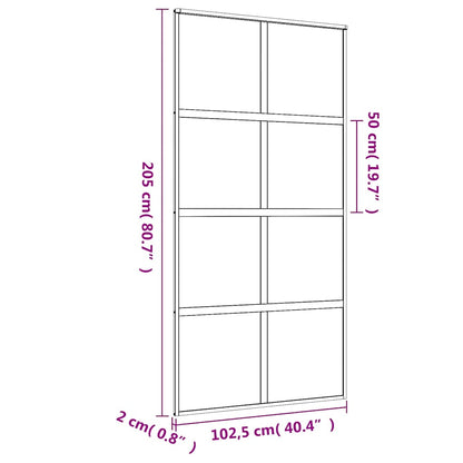 Sliding Door Gold 102.5x205 cm Clear ESG Glass and Aluminium