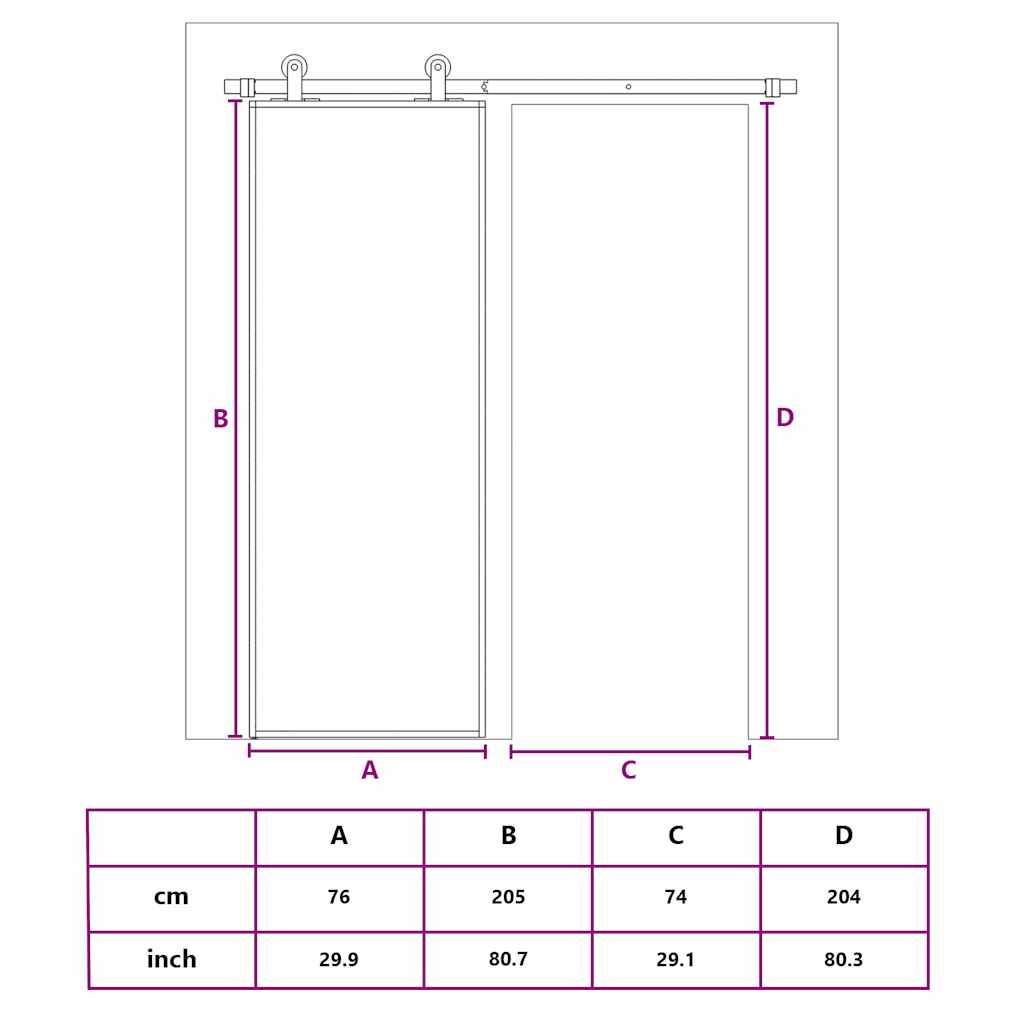 Sliding Door Gold 76x205 cm Frosted ESG Glass and Aluminium