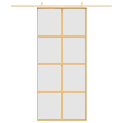 Sliding Door Gold 90x205 cm Frosted ESG Glass and Aluminium