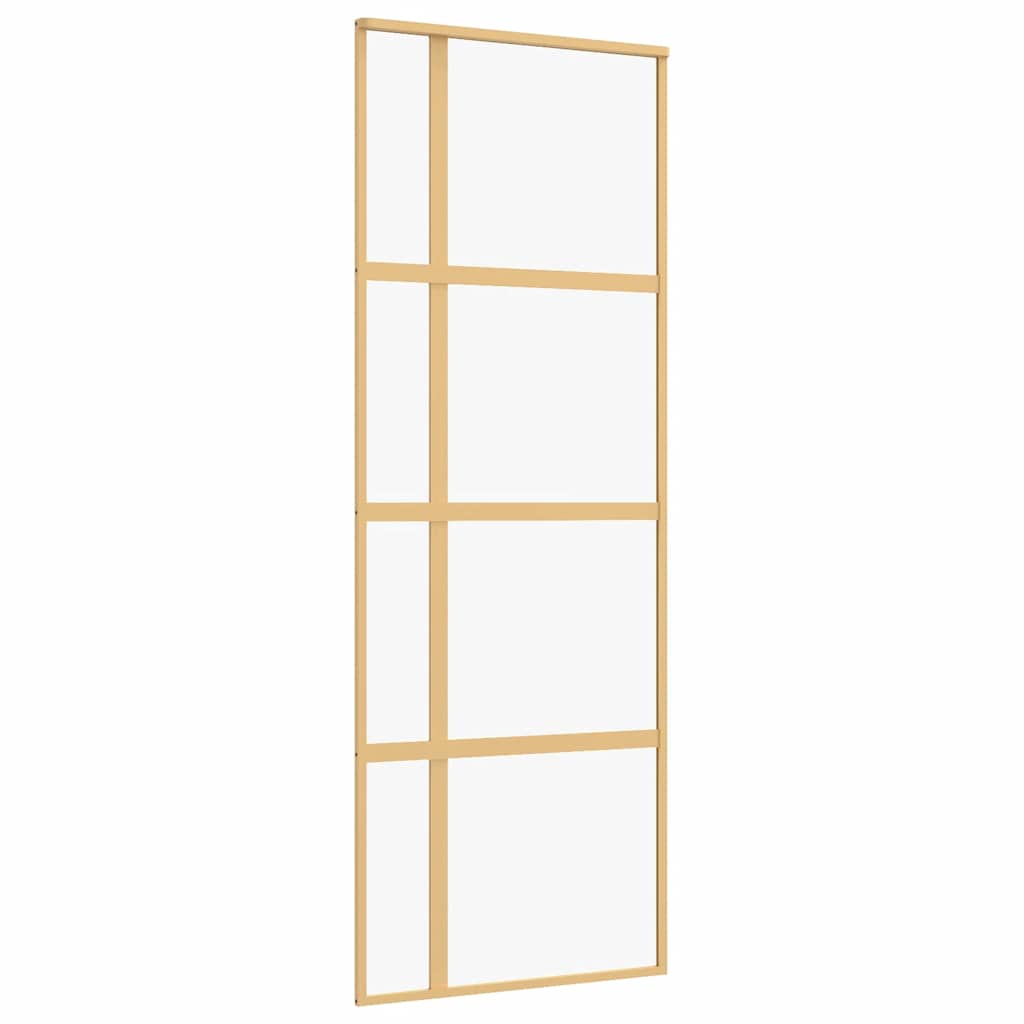 Sliding Door Gold 76x205 cm Clear ESG Glass and Aluminium