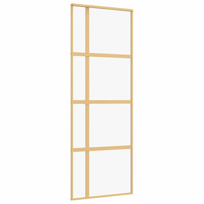 Sliding Door Gold 76x205 cm Clear ESG Glass and Aluminium