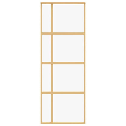 Sliding Door Gold 76x205 cm Clear ESG Glass and Aluminium
