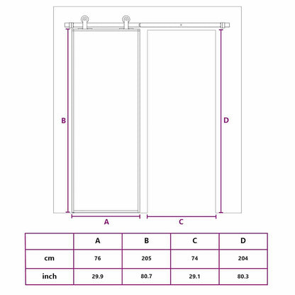 Sliding Door Gold 76x205 cm Clear ESG Glass and Aluminium