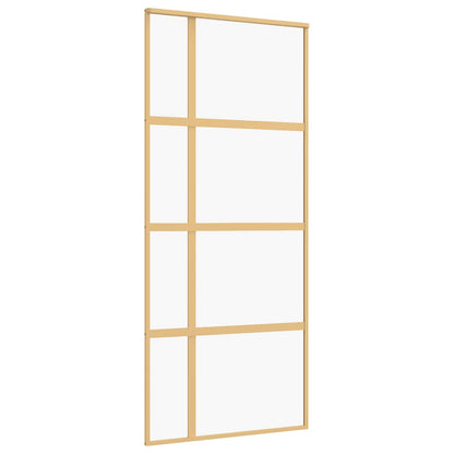 Sliding Door Gold 90x205 cm Clear ESG Glass and Aluminium