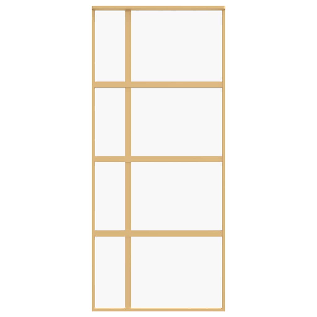 Sliding Door Gold 90x205 cm Clear ESG Glass and Aluminium