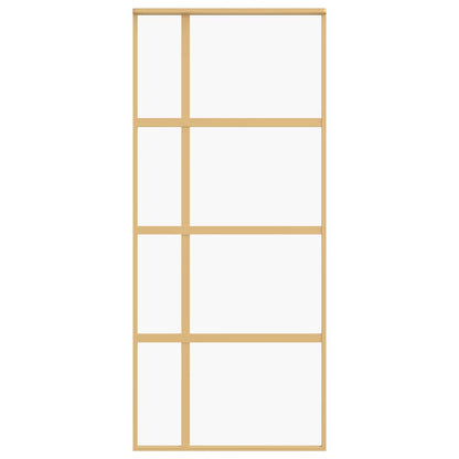 Sliding Door Gold 90x205 cm Clear ESG Glass and Aluminium