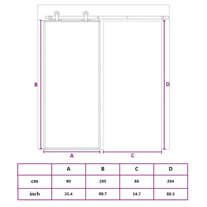 Sliding Door Gold 90x205 cm Clear ESG Glass and Aluminium