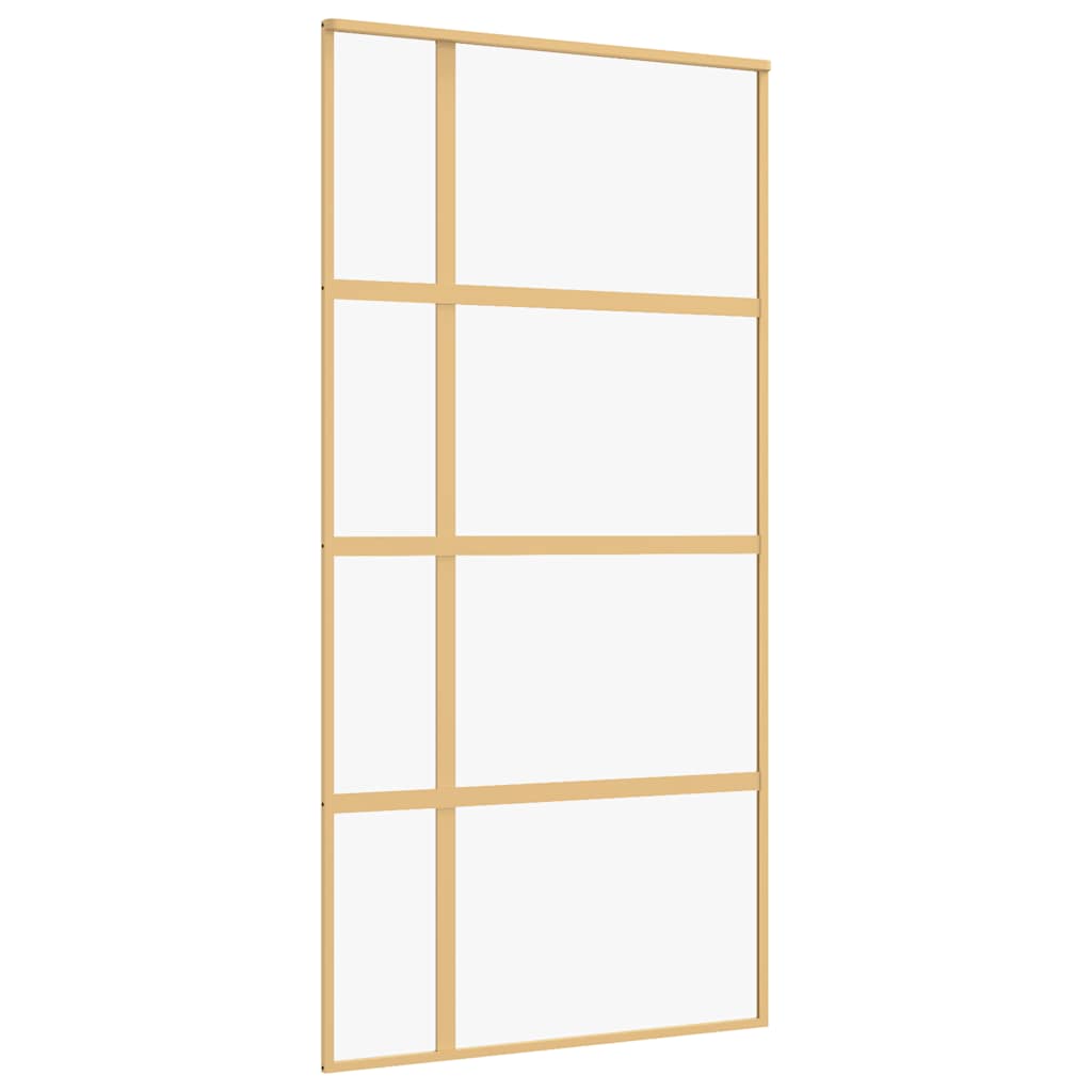 Sliding Door Gold 102.5x205 cm Clear ESG Glass and Aluminium