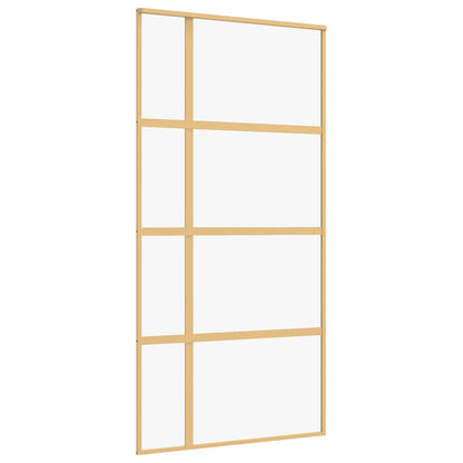 Sliding Door Gold 102.5x205 cm Clear ESG Glass and Aluminium