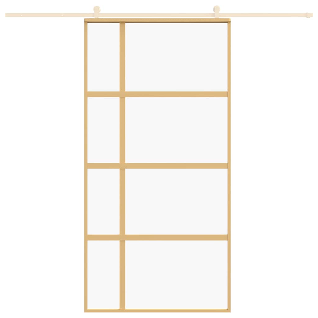 Sliding Door Gold 102.5x205 cm Clear ESG Glass and Aluminium