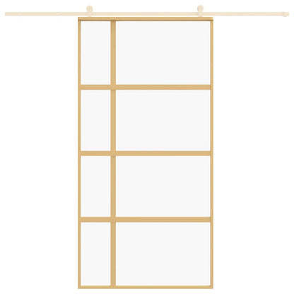 Sliding Door Gold 102.5x205 cm Clear ESG Glass and Aluminium