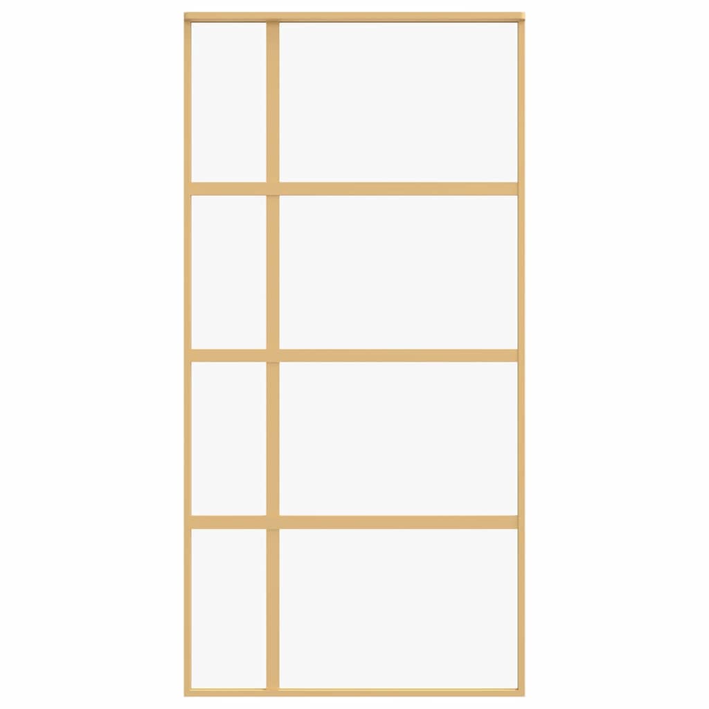 Sliding Door Gold 102.5x205 cm Clear ESG Glass and Aluminium