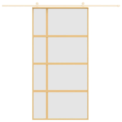 Sliding Door Gold 102.5x205 cm Frosted ESG Glass and Aluminium