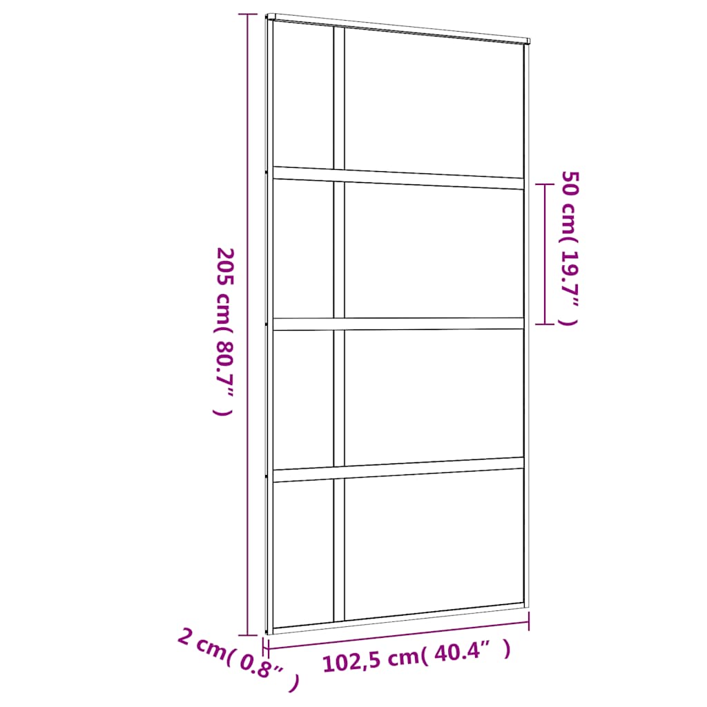 Sliding Door Gold 102.5x205 cm Frosted ESG Glass and Aluminium