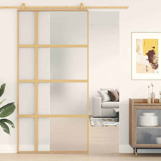 Sliding Door Gold 102,5x205 cm Frosted ESG Glass and Aluminium