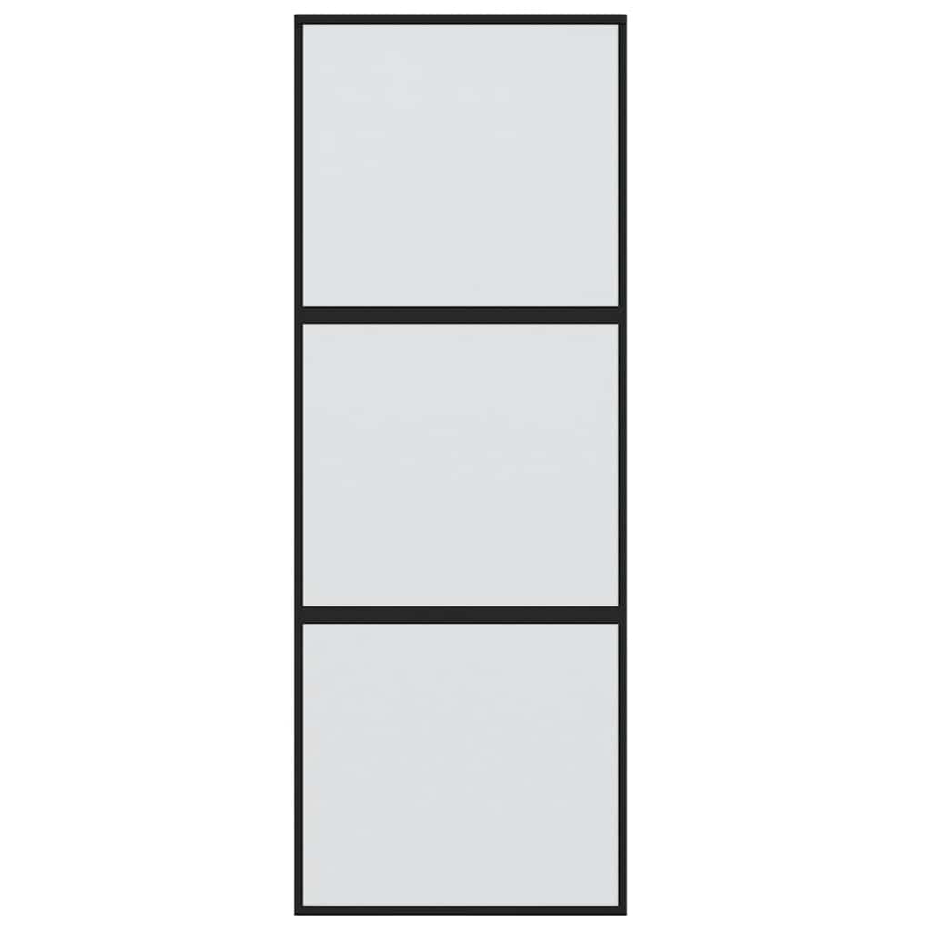 Sliding Door Black 76x205 cm Tempered Glass and Aluminium