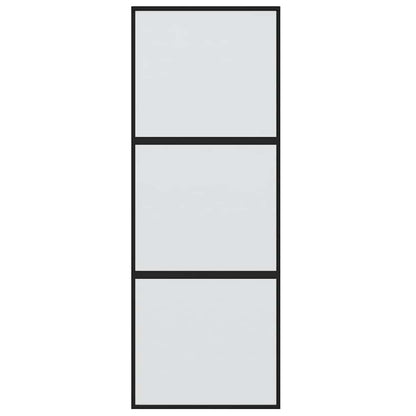 Sliding Door Black 76x205 cm Tempered Glass and Aluminium
