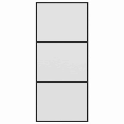 Sliding Door Black 90x205 cm Tempered Glass and Aluminium
