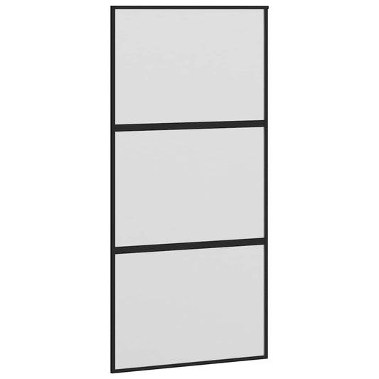 Sliding Door Black 102,5x205 cm Tempered Glass and Aluminium