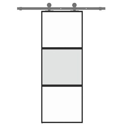 Sliding Door Black 76x205 cm Tempered Glass and Aluminium