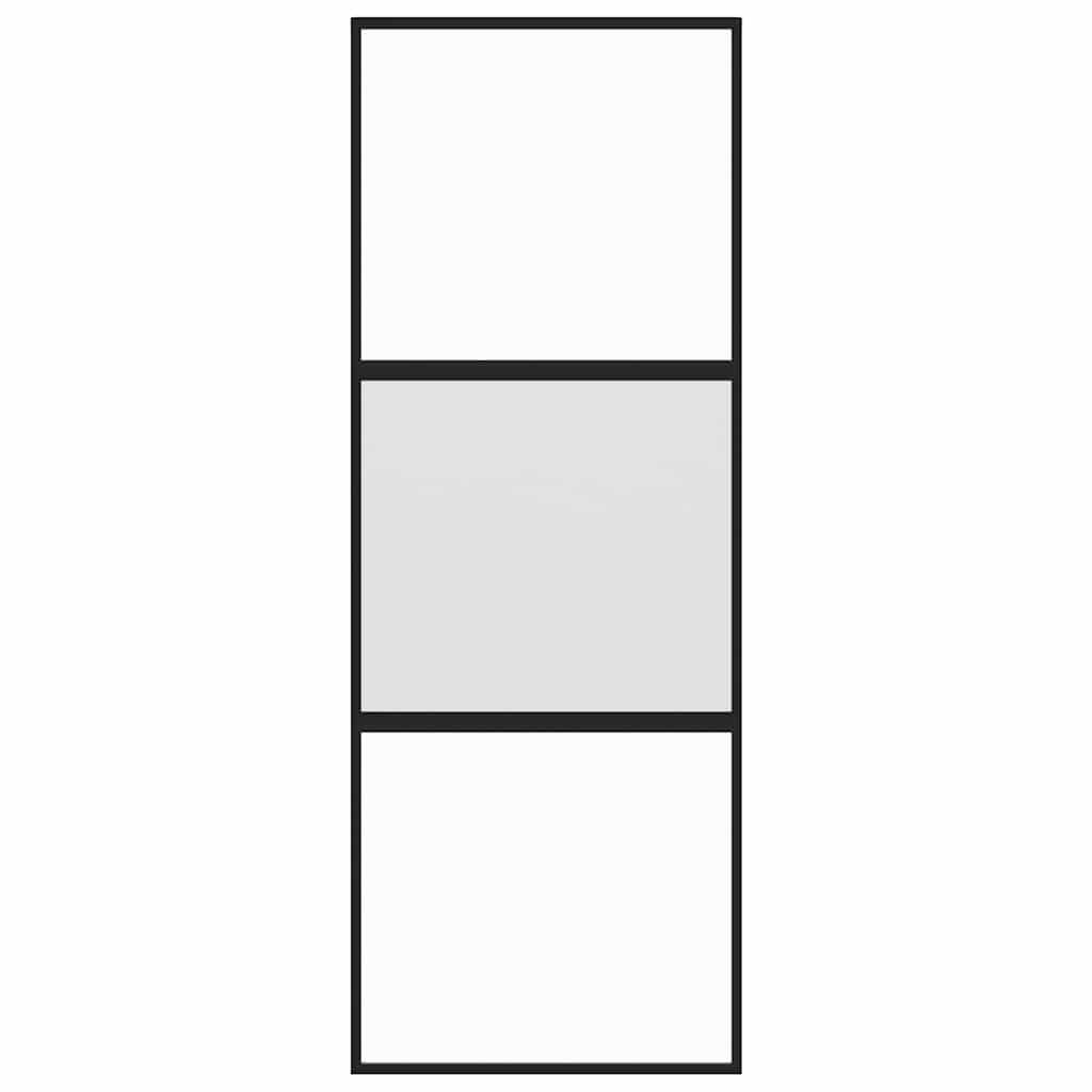 Sliding Door Black 76x205 cm Tempered Glass and Aluminium