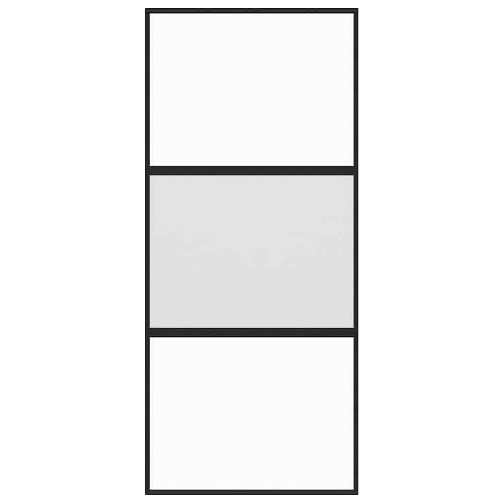 Sliding Door Black 90x205 cm Tempered Glass and Aluminium