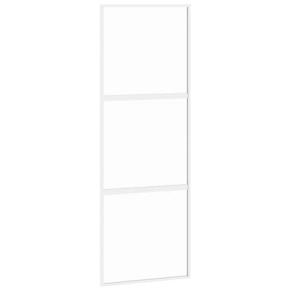 Sliding Door White 76x205 cm Tempered Glass and Aluminium