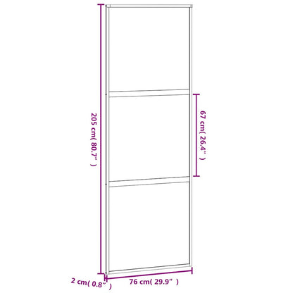 Sliding Door White 76x205 cm Tempered Glass and Aluminium