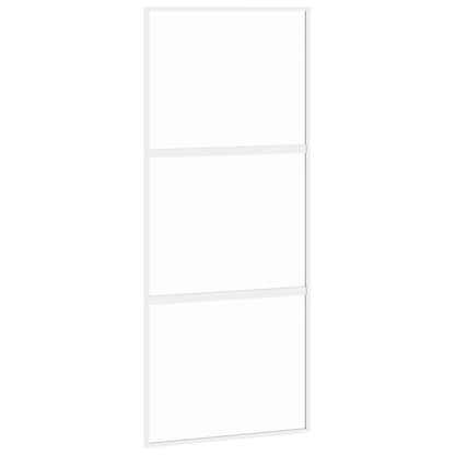 Sliding Door White 90x205 cm Tempered Glass and Aluminium