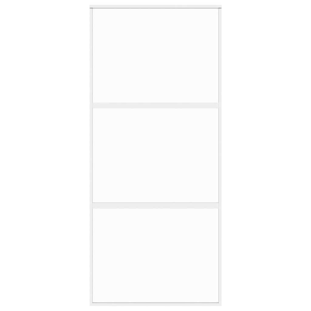 Sliding Door White 90x205 cm Tempered Glass and Aluminium