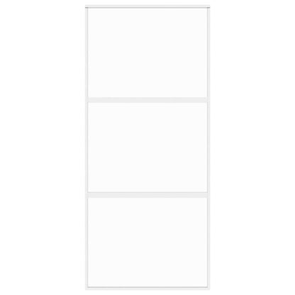 Sliding Door White 90x205 cm Tempered Glass and Aluminium