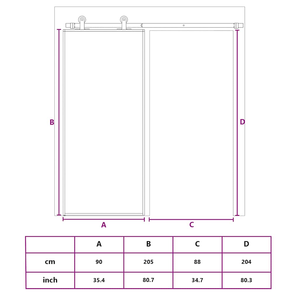Sliding Door White 90x205 cm Tempered Glass and Aluminium