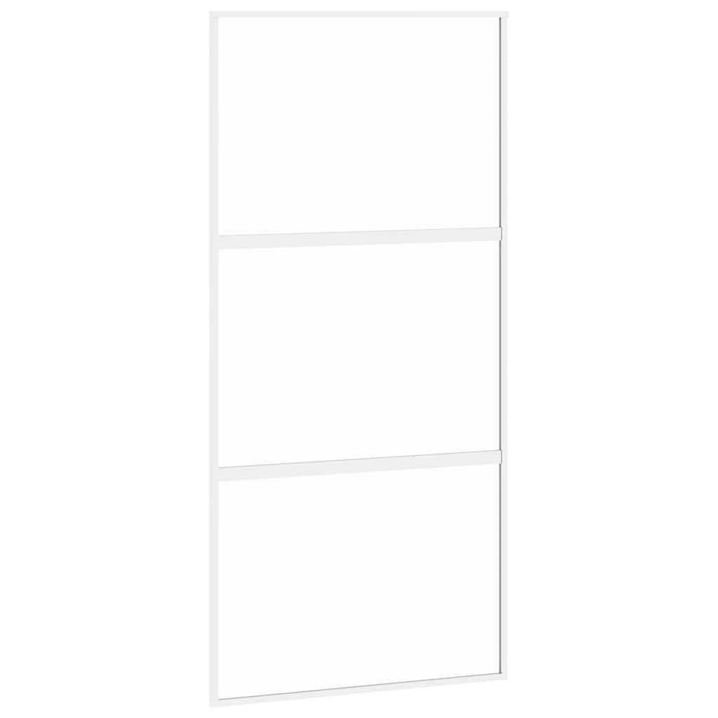 Sliding Door White 102,5x205 cm Tempered Glass and Aluminium