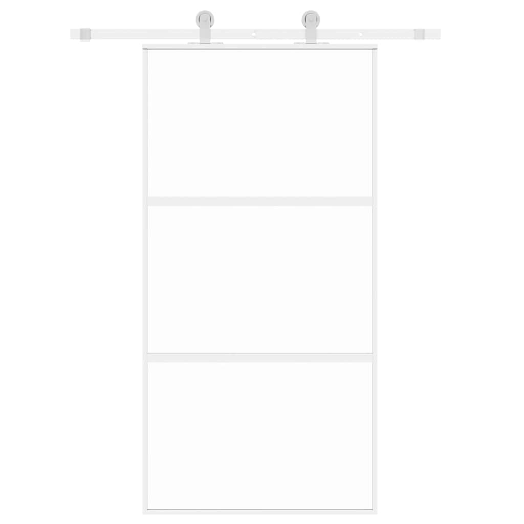 Sliding Door White 102.5x205 cm Tempered Glass and Aluminium