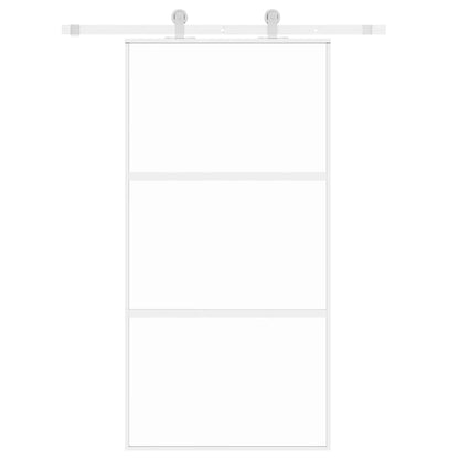 Sliding Door White 102.5x205 cm Tempered Glass and Aluminium