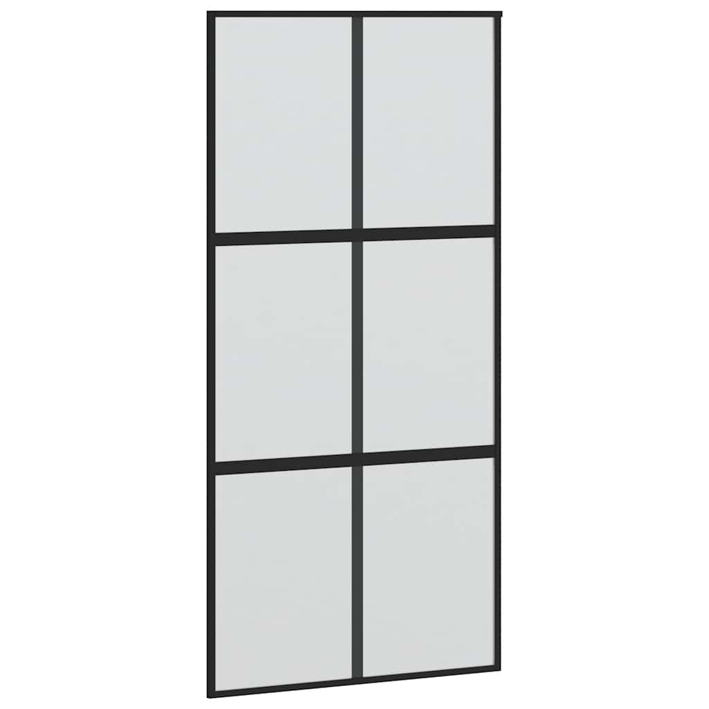 Sliding Door Black 102,5x205 cm Tempered Glass and Aluminium