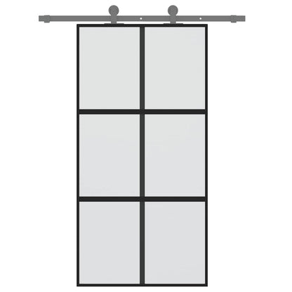Sliding Door Black 102.5x205 cm Tempered Glass and Aluminium