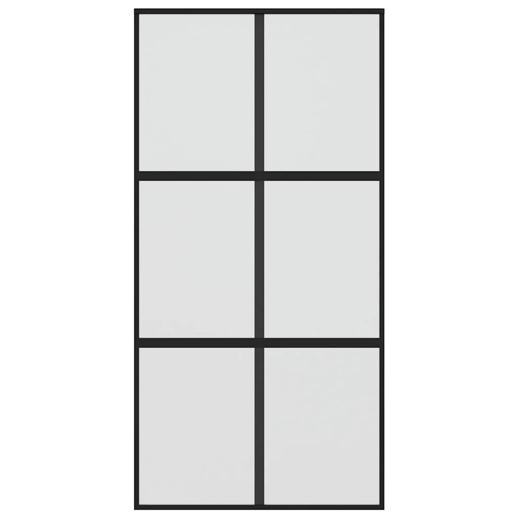 Sliding Door Black 102,5x205 cm Tempered Glass and Aluminium