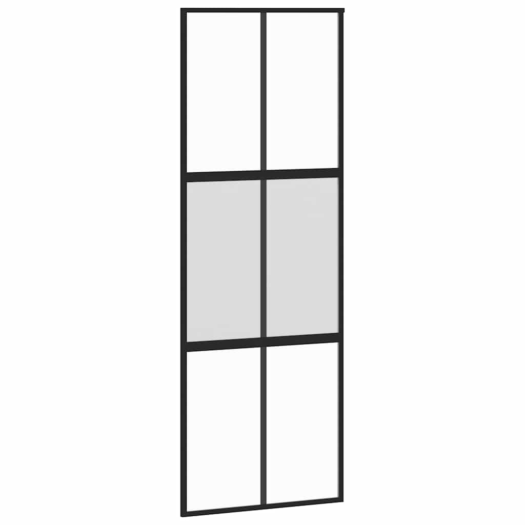 Sliding Door Black 76x205 cm Tempered Glass and Aluminium