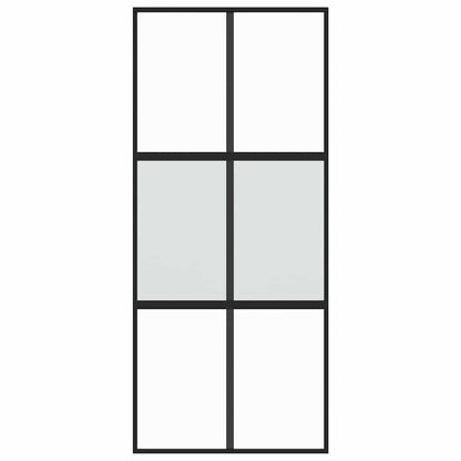Sliding Door Black 90x205 cm Tempered Glass and Aluminium