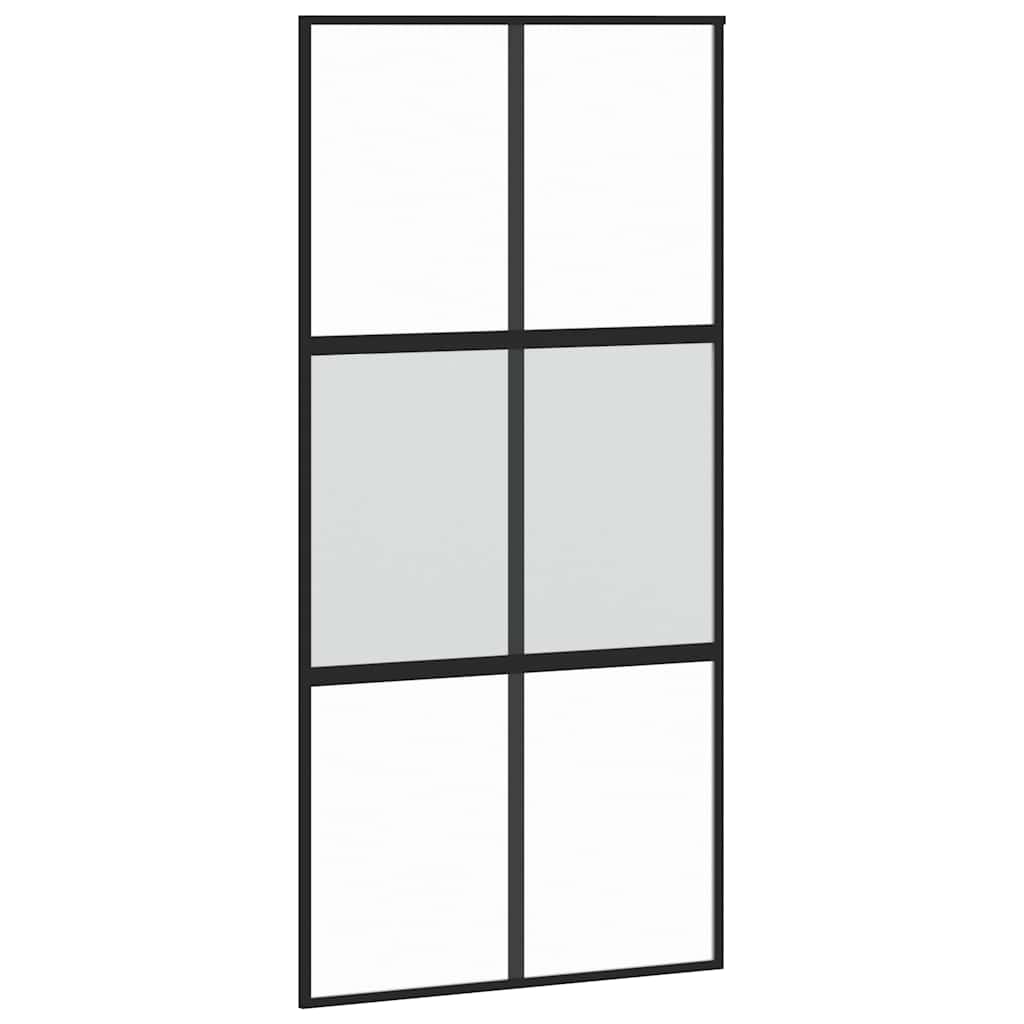 Sliding Door Black 102,5x205 cm Tempered Glass and Aluminium