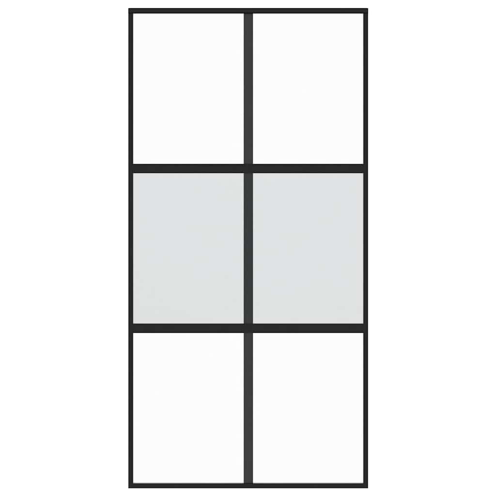 Sliding Door Black 102,5x205 cm Tempered Glass and Aluminium