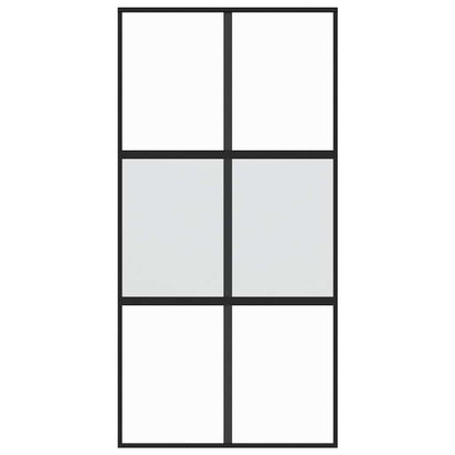 Sliding Door Black 102,5x205 cm Tempered Glass and Aluminium