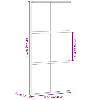 Sliding Door Black 102,5x205 cm Tempered Glass and Aluminium