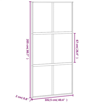 Sliding Door Black 102.5x205 cm Tempered Glass and Aluminium