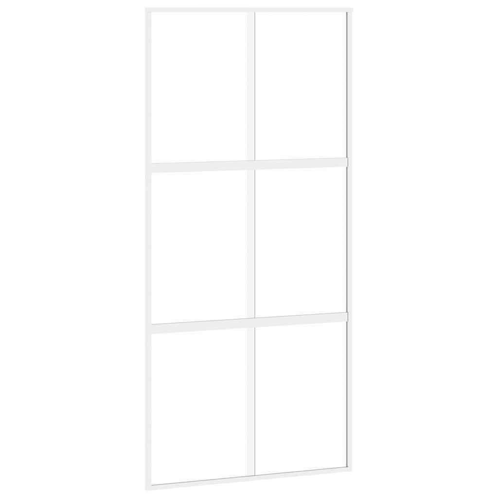 Sliding Door White 102,5x205 cm Tempered Glass and Aluminium