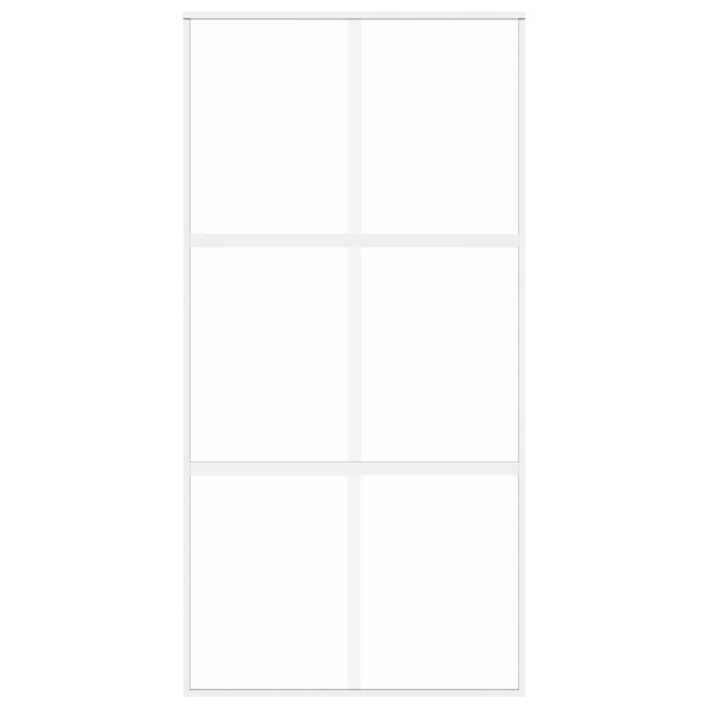 Sliding Door White 102,5x205 cm Tempered Glass and Aluminium