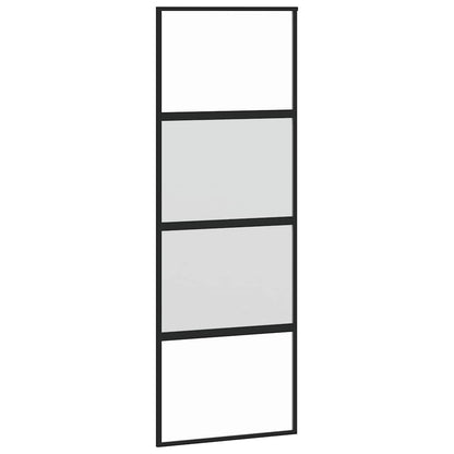 Sliding Door Black 76x205 cm Tempered Glass and Aluminium