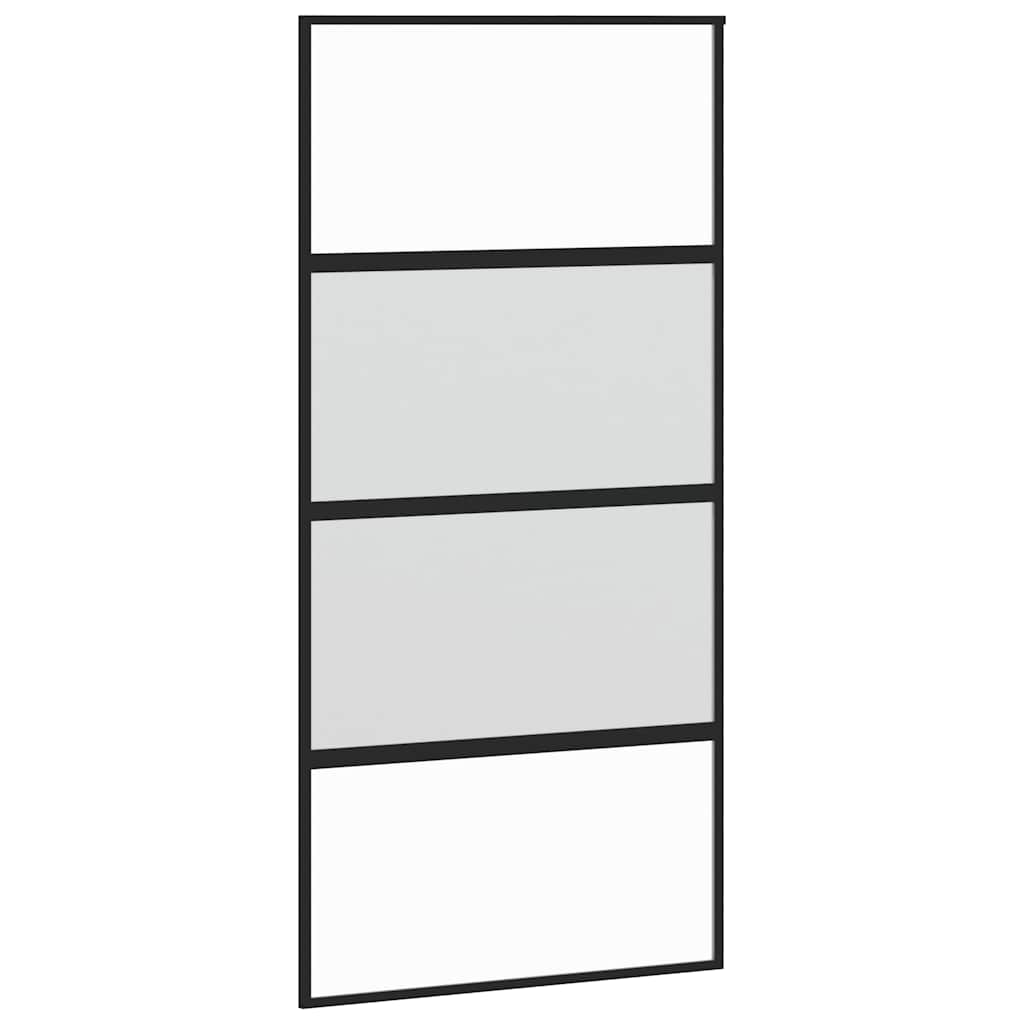 Sliding Door Black 102,5x205 cm Tempered Glass and Aluminium