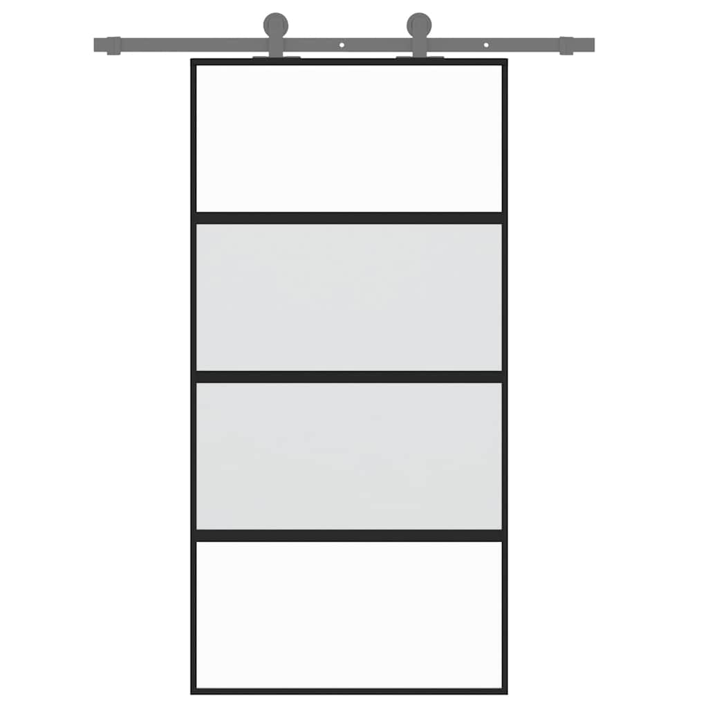 Sliding Door Black 102,5x205 cm Tempered Glass and Aluminium